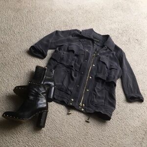 CLUB MONACO/“CHARCOAL 100% SILK CARGO JACKET